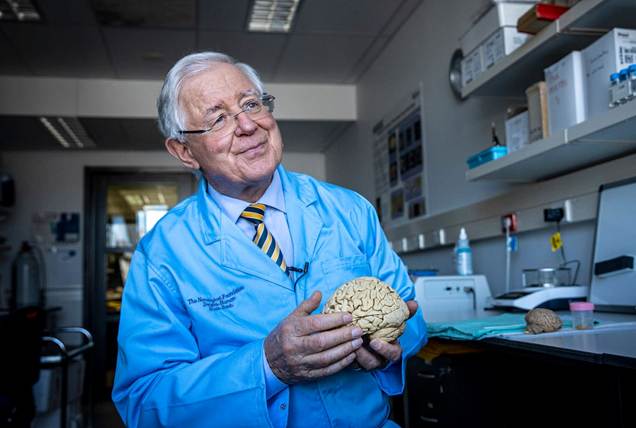 Neuroscientist Sir Richard Faull, 80, is not ready to stop researching the human brain in an effort to understand brain disease. Photo / Mike Scott 